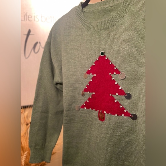 πShein Christmas Pattern Rhinestone Detail S Size Sweater - Picture 6 of 7